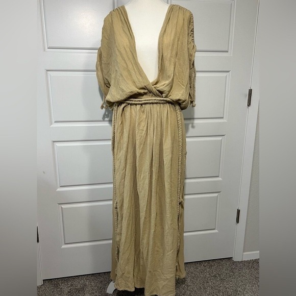 Spiritum Tulum Boho Maxi Dress Deep V Neck Sleeveless Flowy Beach Cover Up Dress - Picture 12 of 13